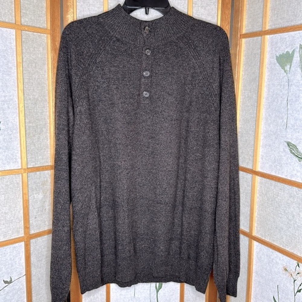 NWT Men’s Saks Fifth Avenue Gray Button pullover 100% Cashmere Sweater Size XXL